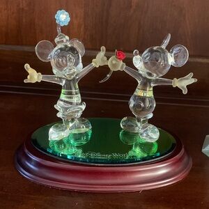 Disney Glass Art Figurines with Red and Blue Accents